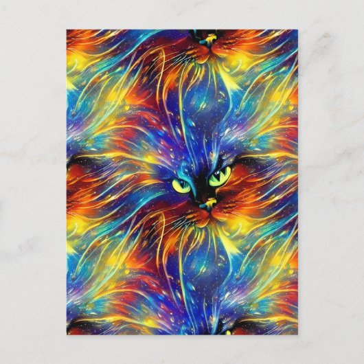 凝集抽象芸術絶妙な猫のスプラッシュシームレス ポストカード (正面)