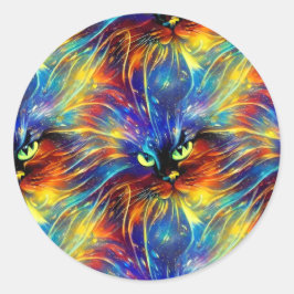 凝集抽象芸術絶妙な猫のスプラッシュシームレス ラウンドシール
