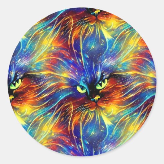 凝集抽象芸術絶妙な猫のスプラッシュシームレス ラウンドシール (正面)
