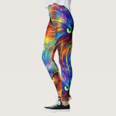 凝集抽象芸術絶妙な猫のスプラッシュシームレス レギンス (左)