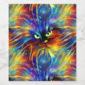 凝集抽象芸術絶妙な猫のスプラッシュシームレス ワインラベル (シングルラベル)