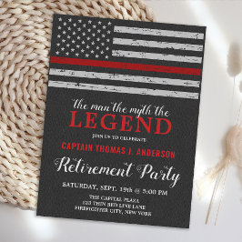 凡例消防士の退職パーティー薄い赤い線 インビテーションポストカード