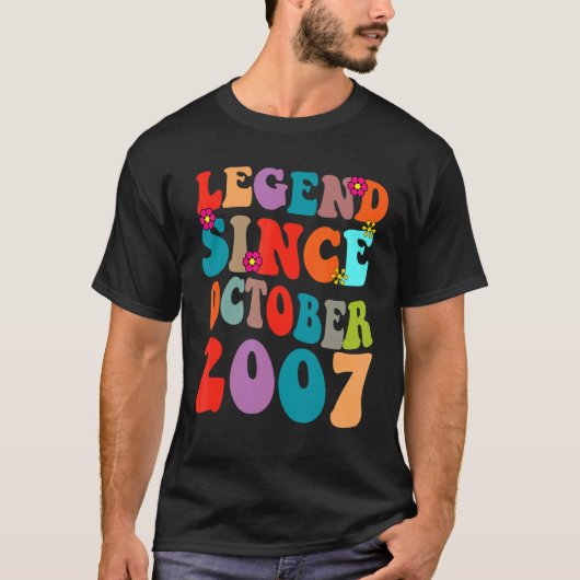 凡例2007年10月以来ヴィンテージ誕生日レトロV Tシャツ (正面)
