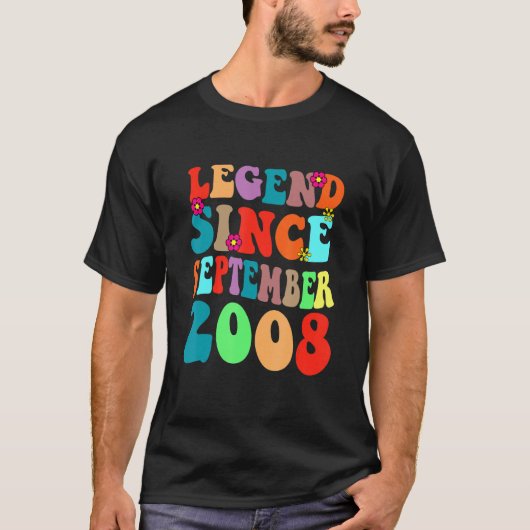 凡例2008年9月以来のヴィンテージ誕生日レトロ Tシャツ (正面)