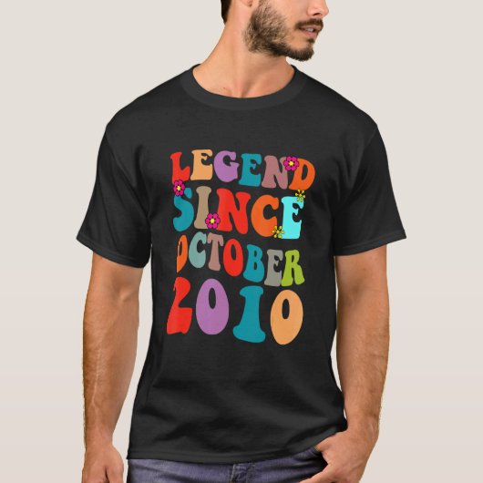 凡例2010年10月以来のヴィンテージ誕生日レトロV Tシャツ (正面)