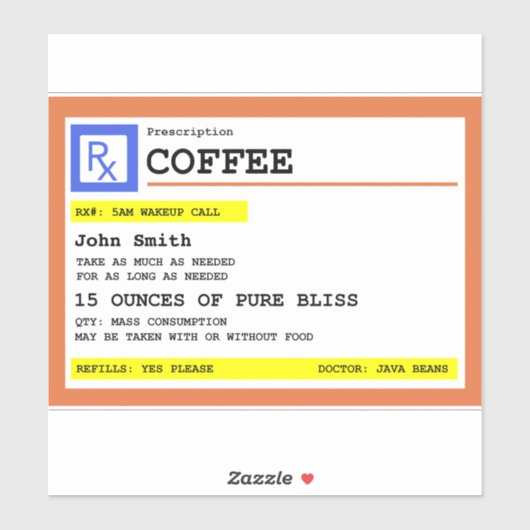 処方コーヒー長方形パーソナライズされた シール (シート)