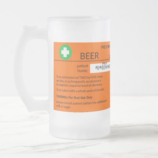 処方パーソナライズされたおもしろい剤すり付きビールマグ フロストグラスビールジョッキ (左)