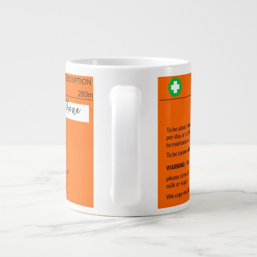 処方パーソナライズされたおもしろい用コーヒーティーマグカップ ジャンボコーヒーマグカップ (裏面)