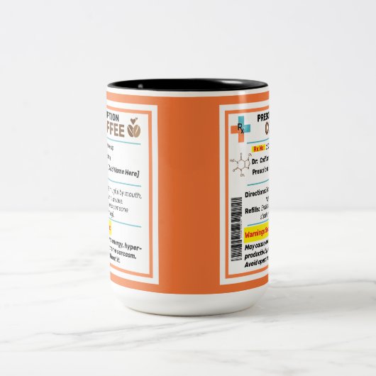 処方パーソナライズされたおもしろい用コーヒーマグ ツートーンマグカップ (中央)