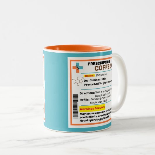 処方パーソナライズされたおもしろい用コーヒーマグ ツートーンマグカップ (正面右)