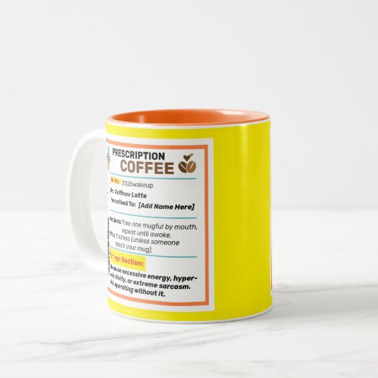 処方パーソナライズされたおもしろい用コーヒーマグ ツートーンマグカップ (正面左)