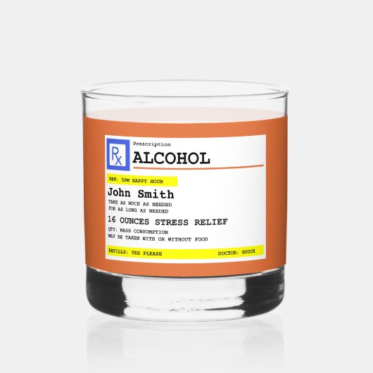 処方パーソナライズされた酒ユーモアのある ウイスキーグラス (正面)
