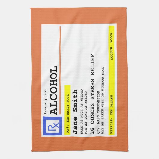 処方パーソナライズされた酒ユーモアのある キッチンタオル (縦)
