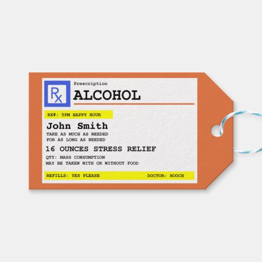処方パーソナライズされた酒ユーモアのある ギフトタグ (正面(横))