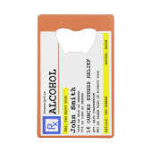 処方パーソナライズされた酒ユーモアのある クレジットカード栓抜き (正面)