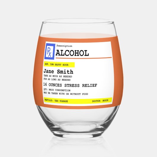 処方パーソナライズされた酒ユーモアのある ステムなしワイングラス (裏面)