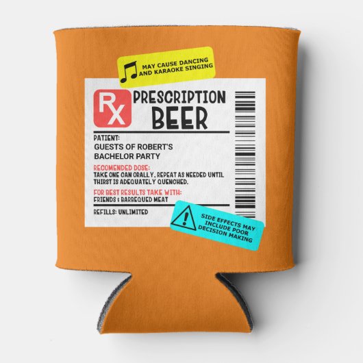 処方ビール警告ラベルパーティーフェイバー 缶クーラー (正面)