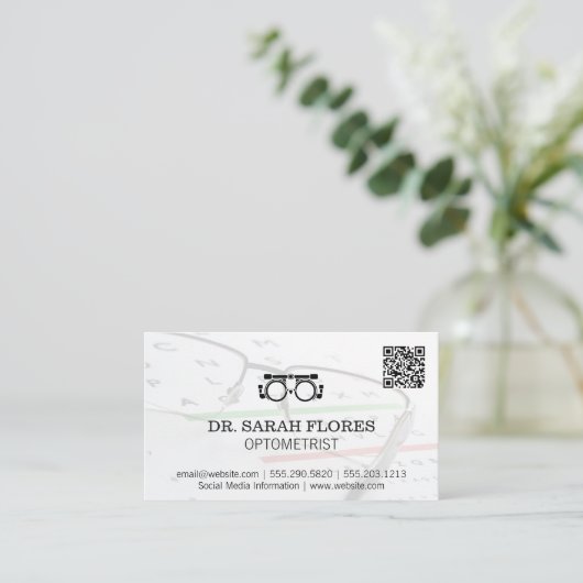 処方眼鏡 | Optometrist QRコード 名刺 (スタンド正面)