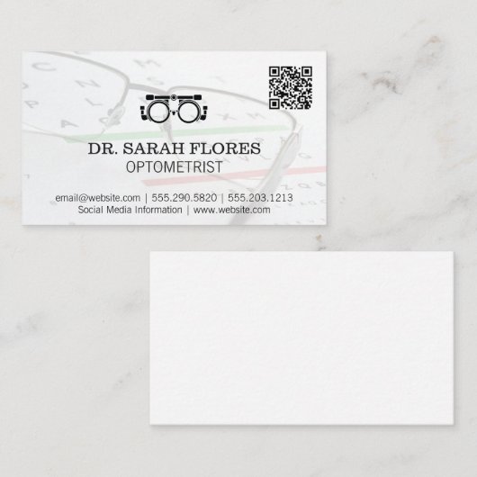 処方眼鏡 | Optometrist QRコード 名刺 (正面/裏面)