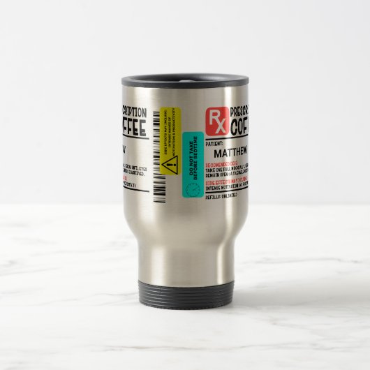 処方箋おもしろいコーヒーラベルパーソナライズされた トラベルマグ (中央)
