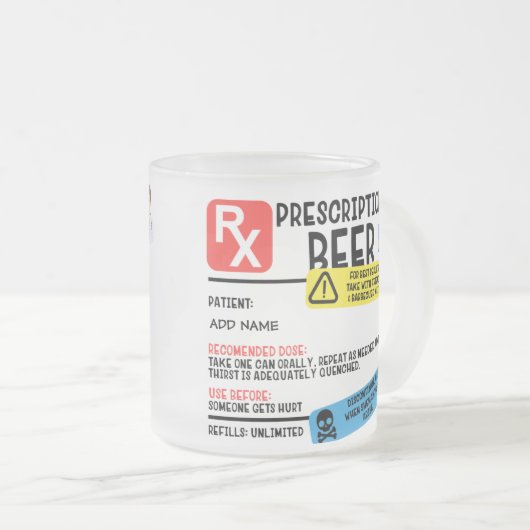 処方箋おもしろいビアマグ フロストグラスマグカップ (正面右)