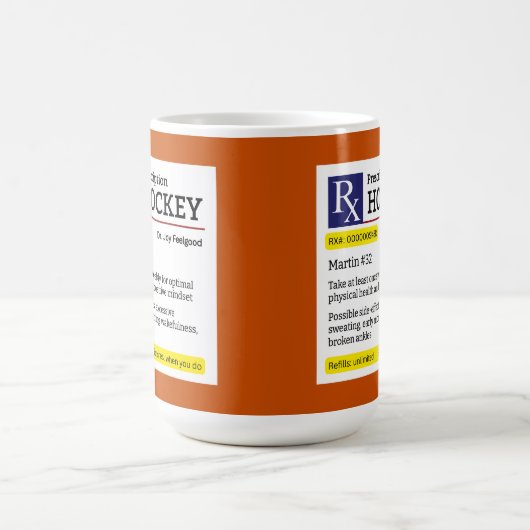 処方箋おもしろいホッケー選手のマグカップ コーヒーマグカップ (中央)