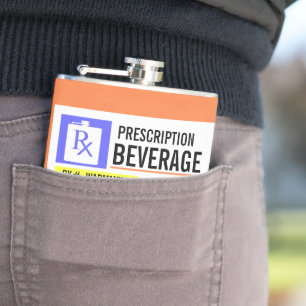 処方箋おもしろいラベル8 oz.飲料フラスコ フラスク