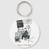 処方箋の練習をする医師。漫画おもしろい キーホルダー (正面)