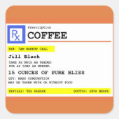 処方箋コーヒースクエアパーソナライズされた スクエアシール (正面)