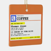 処方箋コーヒースクエアパーソナライズされた セラミックオーナメント (右)