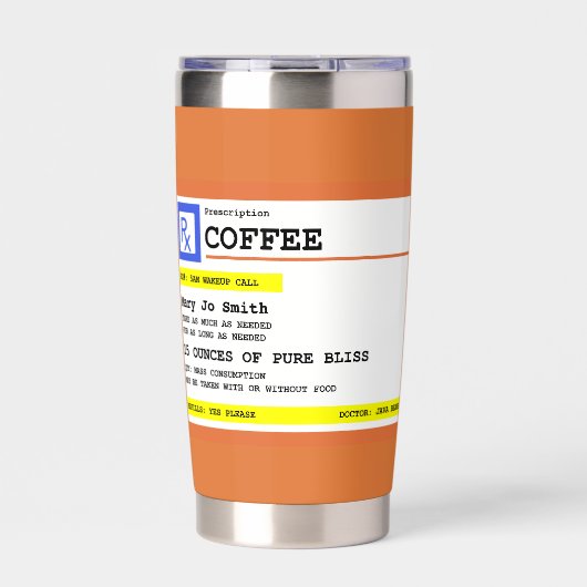 処方箋コーヒースクエアパーソナライズされた 保温保冷タンブラー (正面)