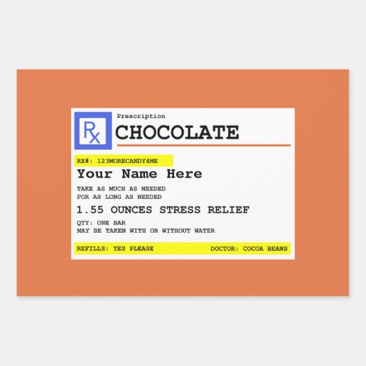 処方箋チョコパーソナライズされたレート  ラッピングペーパーシート (正面)