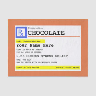 処方箋チョコパーソナライズされたレート 薄葉紙