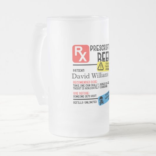 処方箋パーソナライズされたビアマグ フロストグラスビールジョッキ (正面左)