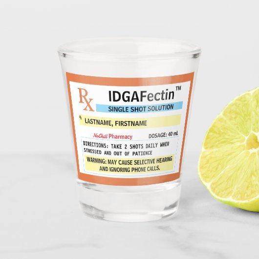 処方箋ボトルおもしろいギャグギフト ショットグラス (正面)