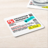 処方箋マルガリタおもしろい警告ラベル スクエアペーパーコースター (アングル)