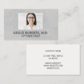 処方箋メガネをかけている女性 | 検眼医 名刺 (正面/裏面)