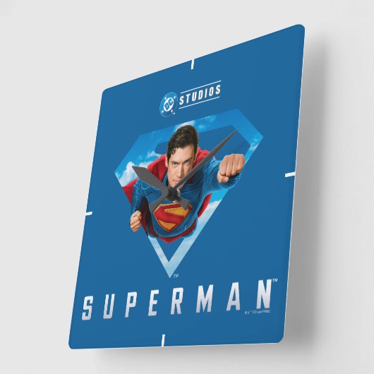 処理中の鉄鋼製の男 スクエア壁時計 (傾斜)