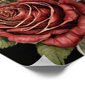 処理証明書タータンチェックバラ赤い緑 ポスター (角)