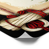 処理証明書タータンチェックバラ赤い緑 ポスター (角)