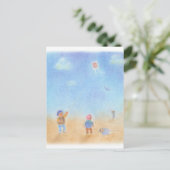 凧あげ パステル画 ポストカード (スタンド正面)