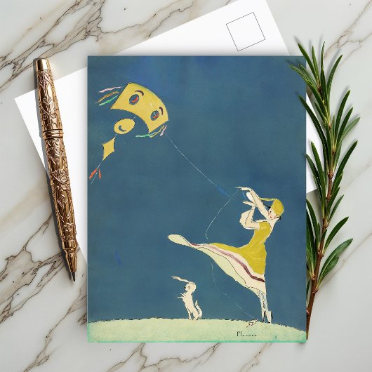 凧と犬の少女(1917) ポストカード