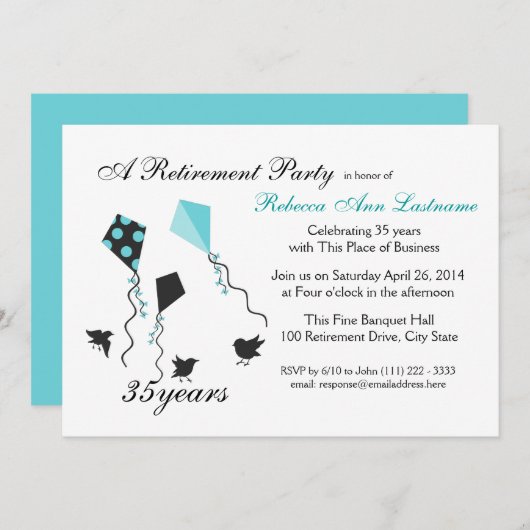 凧と鳥の引退 招待状 (正面/裏面)