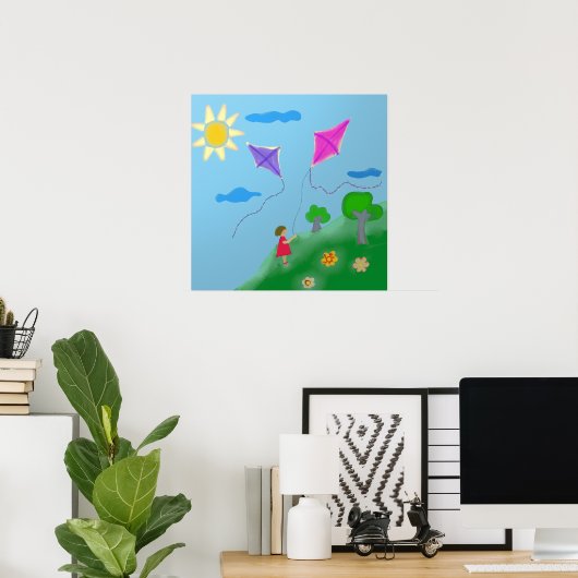 凧のある女 ポスター (ホームオフィス)