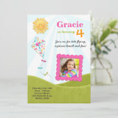 凧のピクニック誕生日パーティー招待状 招待状 (スタンド正面)