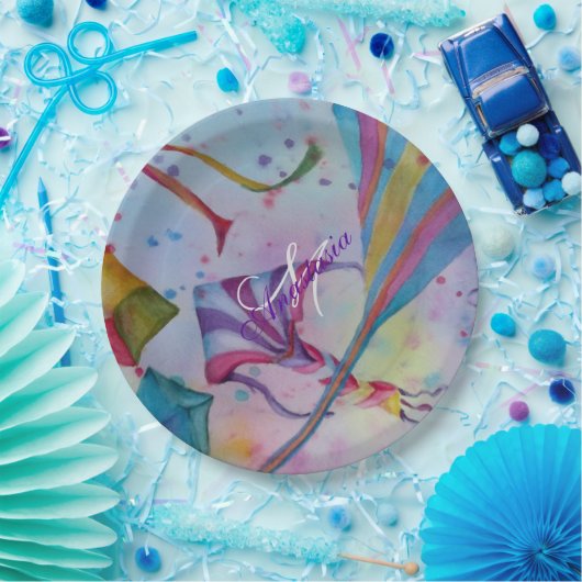 凧のモノグラムのパーティーを飛ばすカラフルなおもしろい ペーパープレート (パーティー)