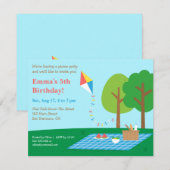 凧の公園ピクニック誕生日パーティーの招待状 招待状 (正面/裏面)