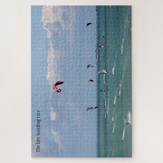 凧の搭乗レースパーソナライズされた、あなたの言葉 ジグソーパズル (縦)