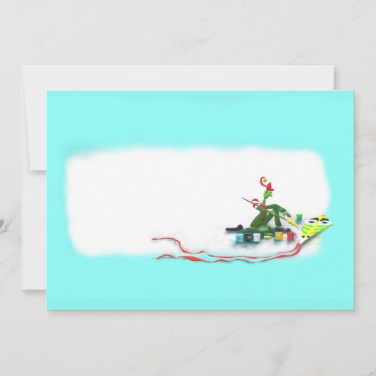 凧を作っている小妖精や小人 サンキューカード (正面)