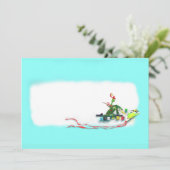 凧を作っている小妖精や小人 サンキューカード (スタンド正面)